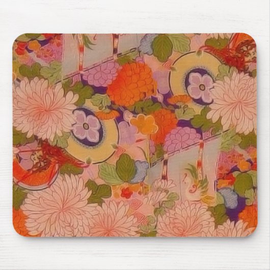 Kimono Flower Pink Floral Pattern Muismat (Voorkant)