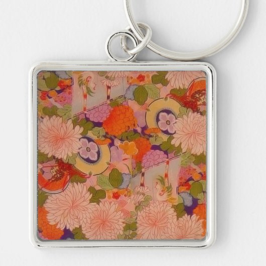 Kimono Flower Pink Floral Pattern Sleutelhanger (Voorkant)
