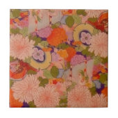 Kimono Flower Pink Floral Pattern Tegeltje (Voorkant)