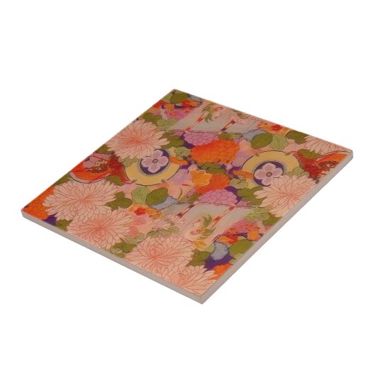 Kimono Flower Pink Floral Pattern Tegeltje (Zijkant)