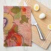 Kimono Flower Pink Floral Pattern Theedoek (Quarter Fold)