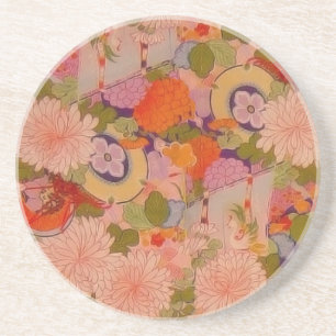 Kimono Flower Pink Floral Pattern Zandsteen Onderzetter