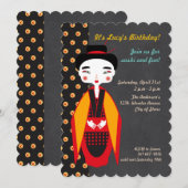 Kimono Girl Birthday Party Kaart (Voorkant / Achterkant)