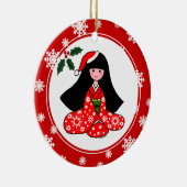 Kimono Girl Cartoon Snowflakes Keramisch Ornament (Rechts)