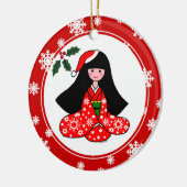 Kimono Girl Cartoon Snowflakes Keramisch Ornament (Links)