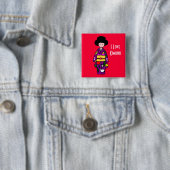 Kimono Girl Paarse Cartoon Vierkante Button 5,1 Cm (In situ)