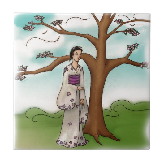 Kimono Girl Tegeltje (Voorkant)