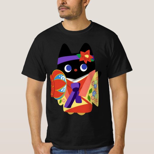 Kimono Kat van Okinawa T-shirt (Voorkant)