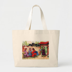 Kimono-katten hebben thee (Vintage Image) Grote Tote Bag