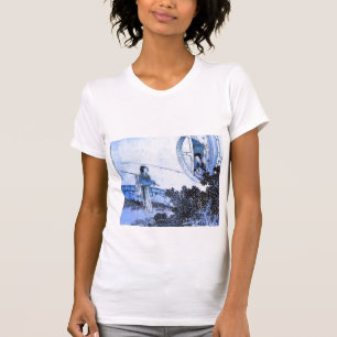 Kimono lady at window - blue version t-shirt