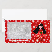 Kimono Meisje Kerst Cartoon Sneeuwvlokken Feestdagenkaart (Voorkant / Achterkant)
