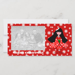 Kimono Meisje Kerst Cartoon Sneeuwvlokken Feestdagenkaart