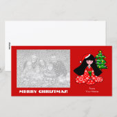 Kimono Meisje Kerstmis Cartoon Illustratie Feestdagenkaart (Voorkant / Achterkant)