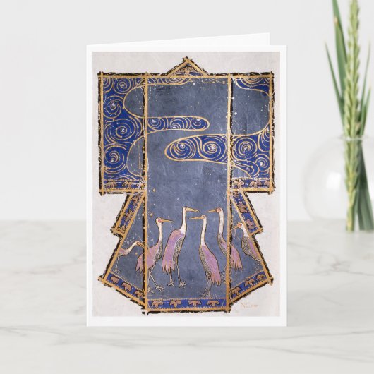 Kimono met kranen en Japans watermotief Kaart (Voorkant)