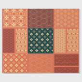 Kimono Mix Patroon Rood Cadeaupapier (Vlak)