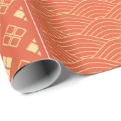 Kimono Mix Patroon Rood Cadeaupapier (Rol Hoek)