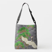 Kimono-patroon geïnspireerd japans weefsel crossbody tas (Achterkant)