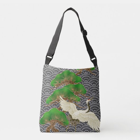 Kimono-patroon geïnspireerd japans weefsel crossbody tas (Voorkant)