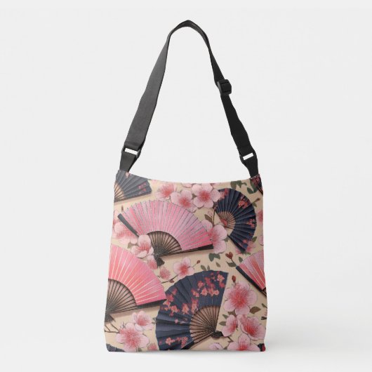 Kimono-patroon geïnspireerd japans weefsel crossbody tas (Voorkant)
