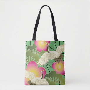 Kimono-patroon geïnspireerd japans weefsel tote bag