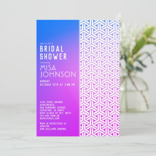 KIMONO-patroon | Uitnodigingen voor bruidsdouche (Staand voorkant)