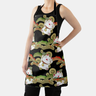 Kimono Pattern maneki nekko Japans print Apron Schort