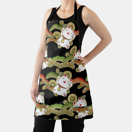 Kimono Pattern maneki nekko Japans print Apron Schort (Insitu)