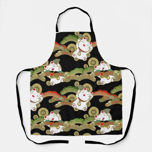 Kimono Pattern maneki nekko Japans print Apron Schort (Voorkant)