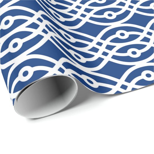 Kimono print, blauw en wit cadeaupapier (Rol Hoek)