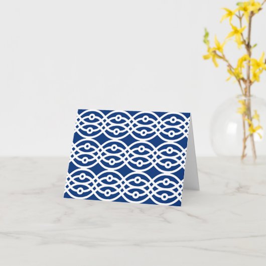 Kimono print, blauw en wit kaart (Gele Bloem)