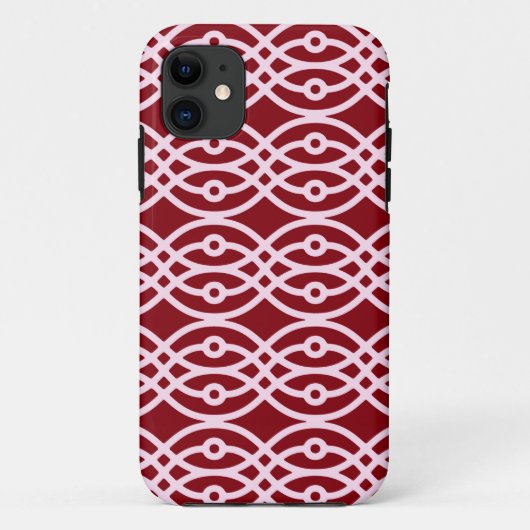 Kimono print, Bourgogne en roze Case-Mate iPhone Case (Achterkant)