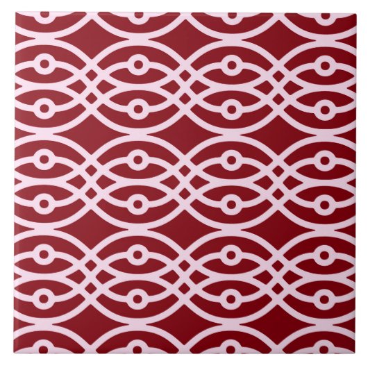 Kimono print, Bourgogne en roze Tegeltje (Voorkant)