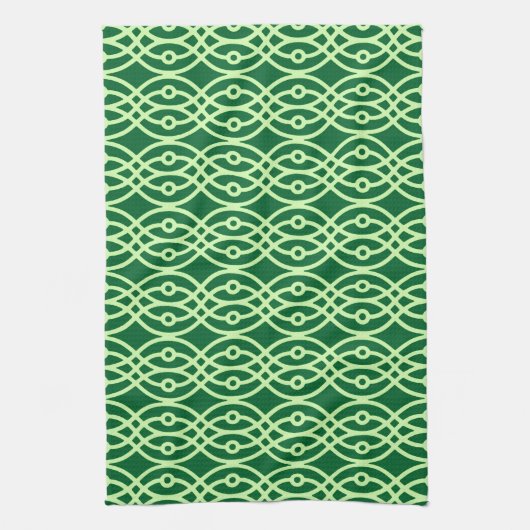 Kimono print, donker & lichtgroen theedoek (Verticaal)