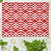 Kimono print, donkerrood en wit theedoek (Gevouwen)
