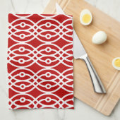 Kimono print, donkerrood en wit theedoek (Quarter Fold)