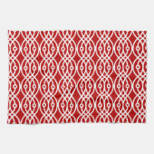 Kimono print, donkerrood en wit theedoek (Horizontaal)