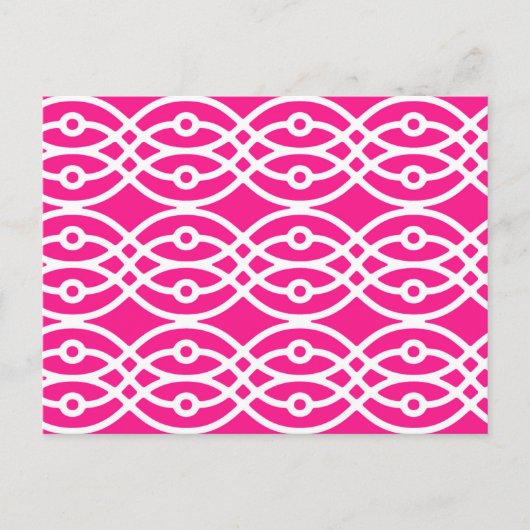 Kimono print, fuchsia roze en wit briefkaart (Voorkant)