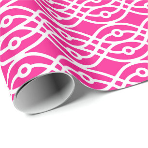 Kimono print, fuchsia roze en wit cadeaupapier