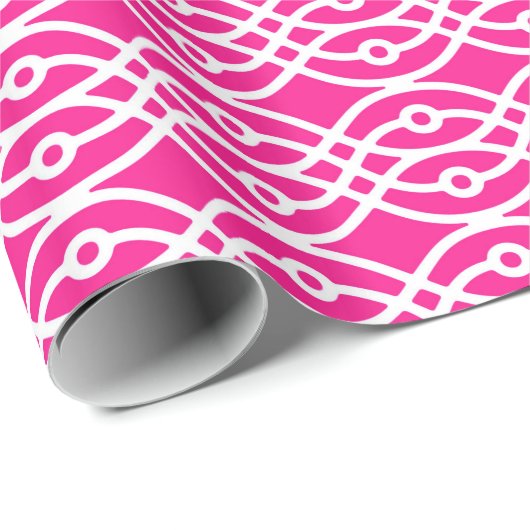 Kimono print, fuchsia roze en wit cadeaupapier (Rol Hoek)