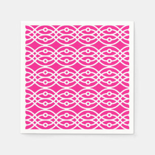 Kimono print, fuchsia roze en wit servet