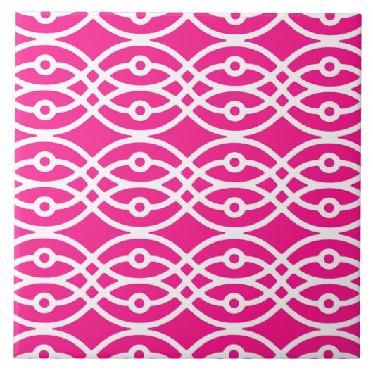 Kimono print, fuchsia roze en wit tegeltje (Voorkant)