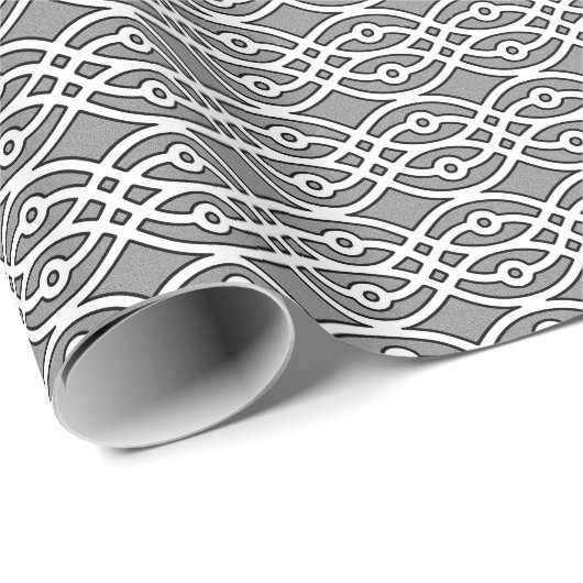 Kimono print, grijs, wit en zwart cadeaupapier (Rol Hoek)