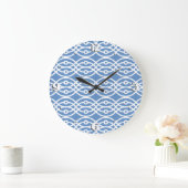 Kimono print, hemelsblauw en wit grote klok (Huis)