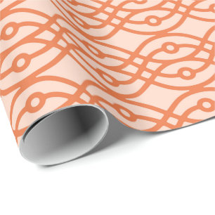 Kimono print, koraal oranje cadeaupapier