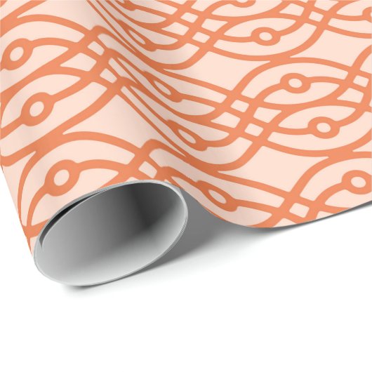 Kimono print, koraal oranje cadeaupapier (Rol Hoek)