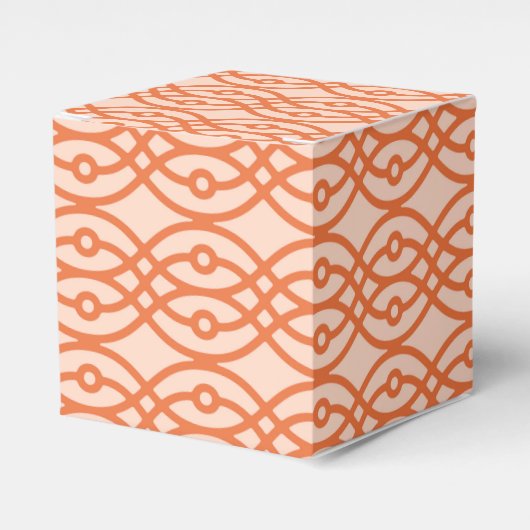 Kimono print, koraal sinaasappel bedankdoosjes (Voorkant Zijde)