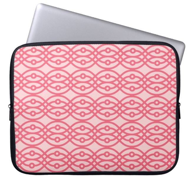 Kimono print, koraalroze laptop sleeve (Voorkant)