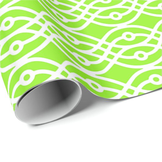 Kimono print, limoengroen en wit cadeaupapier (Rol Hoek)