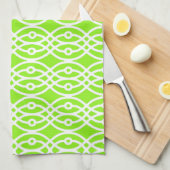 Kimono print, limoengroen en wit theedoek (Quarter Fold)