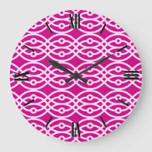 Kimono print, magenta en roze grote klok